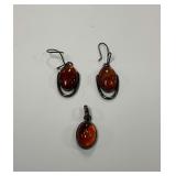 Amber and Sterling Silver Jewelry Set