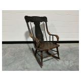 Vintage Wooden Rocking Chair with Floral Painted Splat Back