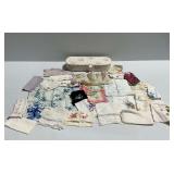 Handkerchief Assortment with Vintage Gloves Box
