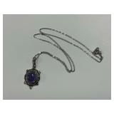 Sterling Silver 8x10 mm Lavender Jade 1.25 in. Turtle Pendant on 18 in. Sterling Necklace