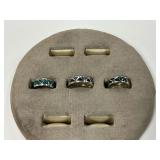 (3) Navajo Sterling Silver Inlaid Turquoise and Coral Rings, Sizes 4.5 to 9