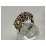 Sterling Silver Multi Garnet, Topaz, Amethyst, Citrine and Peridot Gemstone Ring, Size 6
