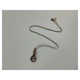 Gold Wash Sterling Silver Multi Diamond 1 in. Pendant on 19 in. Boxlink Necklace, (29) Diamonds