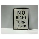 No Right Turn On Red Metal Traffic Sign