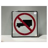 No Trucks Metal Sign