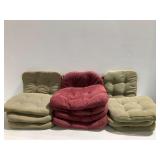 Group of Chair Cushions in Red and Tan