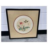 Framed Asian Floral and Bird Artwork