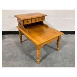 Two-Tier Wooden Step End Table with Drawers