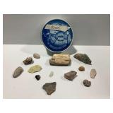 Natural Minerals and Rocks with Decorative Tin