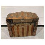 Domed Wooden Steamer Trunk with Rockford and Interurban Railway Shipping Label