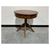Wooden Round Accent Table with Single Drawer