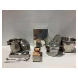 Kitchenware with Stainless Steel Cookware and Flatware