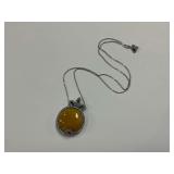 Sterling Silver Cabochon Pineapple Jade and Multi CZ Gem 1.375 in. Pendant on 18 in. Necklace