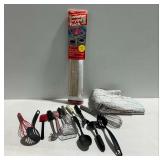 Kitchen Utensils with Sweater Drying Rack and Rag Rug