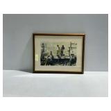 Ron Colgrove Framed Watercolor Painting of Boys Fishing on a Dock