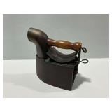 Antique D.S. Pease Cincinnati Coal Iron with Wooden Handle