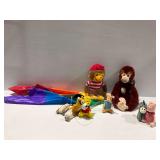 Character Plush Toys and Rainbow Kite