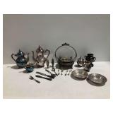 Silverplate Hollowware and Flatware with Souvenir Spoons