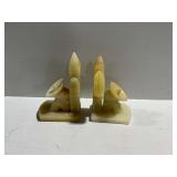 Pair of Carved Alabaster Bookends