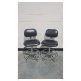 (2) Biofit Adjustable Chrome and Black Vinyl Stools