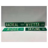 (4) Metal Street Signs Including Racheal Ter and S Ridge Rd