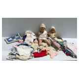 (2) Composition Dolls with Clothing and Textiles