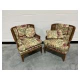(2) Cane Side Armchairs with Upholstered Cushions