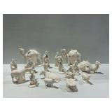 Ceramic Nativity Scene Set with Metallic Gold and Rhinestone Accents