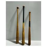 (3) Wooden Baseball Bats Including Louisville Slugger and Adirondack Brands