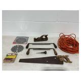 Group of Hand Tools and Saw Blades