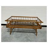 Antique Wooden Spindle Crib with Wire Mesh Spring Base