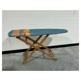 Wooden Folding Ironing Board with Floral Cover