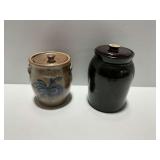(2) Stoneware Crocks with Lids