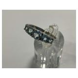 Sterling Silver Multi Aquamarine Gemstone Ring, Size 11