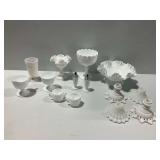 White Milk Glass Tableware Including Hobnail Items