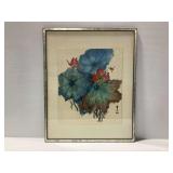 Framed Watercolor Painting of Floral Subject Signed Mau