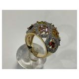 Gold Wash Sterling Silver Multi Amethyst, Garnet, Citrine and Peridot Gemstone Ring, Size 7
