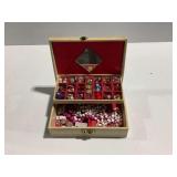 Jewelry Box With Costume Earrings and Necklaces