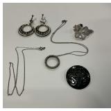 Sterling Silver Jewelry Including Necklaces and Brooches