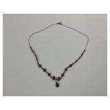 Gold Wash Sterling Silver Multi Amethyst and White Sapphire Gemstone 18 in. Necklace