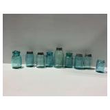 Aqua Glass Mason and Ideal Jars