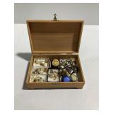 Wooden Jewelry Box with Assorted Jewelry