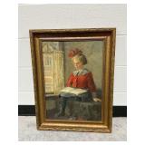 Oil Painting on Canvas Portrait of Young Girl Reading