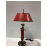 Brass and Red Metal Table Lamp with Shade...works