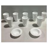 10-Piece Milk Glass Tableware Lot with Grape and Floral Motifs