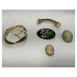 Cameos, Other Brooches, and Bracelet