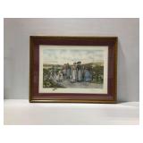 Framed Berry Pickers Print after Jas. S. King Etching