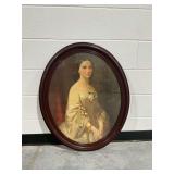 Vintage Oval Framed Portrait Print of a Woman