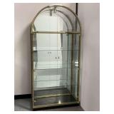 Arched Brass-Framed Glass Display Cabinet with Shelves