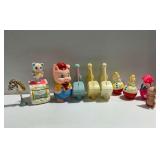 Vintage Molded Plastic Character Toys and Fisher Price Music Box
